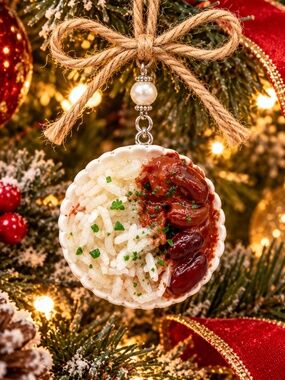 Rice and Beans Christmas Ornament | Handmade Mexican Food Decor, Foodie Gift